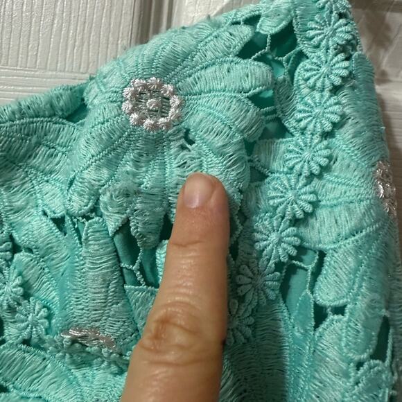 Saylor Floral Eyelet Midi Dress Light Blue Size Small Feminine Romantic - Picture 5 of 8